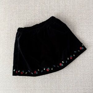 Hanna Andersson Black Skirt with Red and Green Embroidery